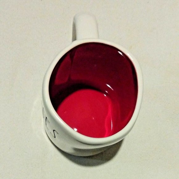 RAE DUNN Magenta Coffee Mug HUGS KISSES Ivory Red - Picture 4 of 4